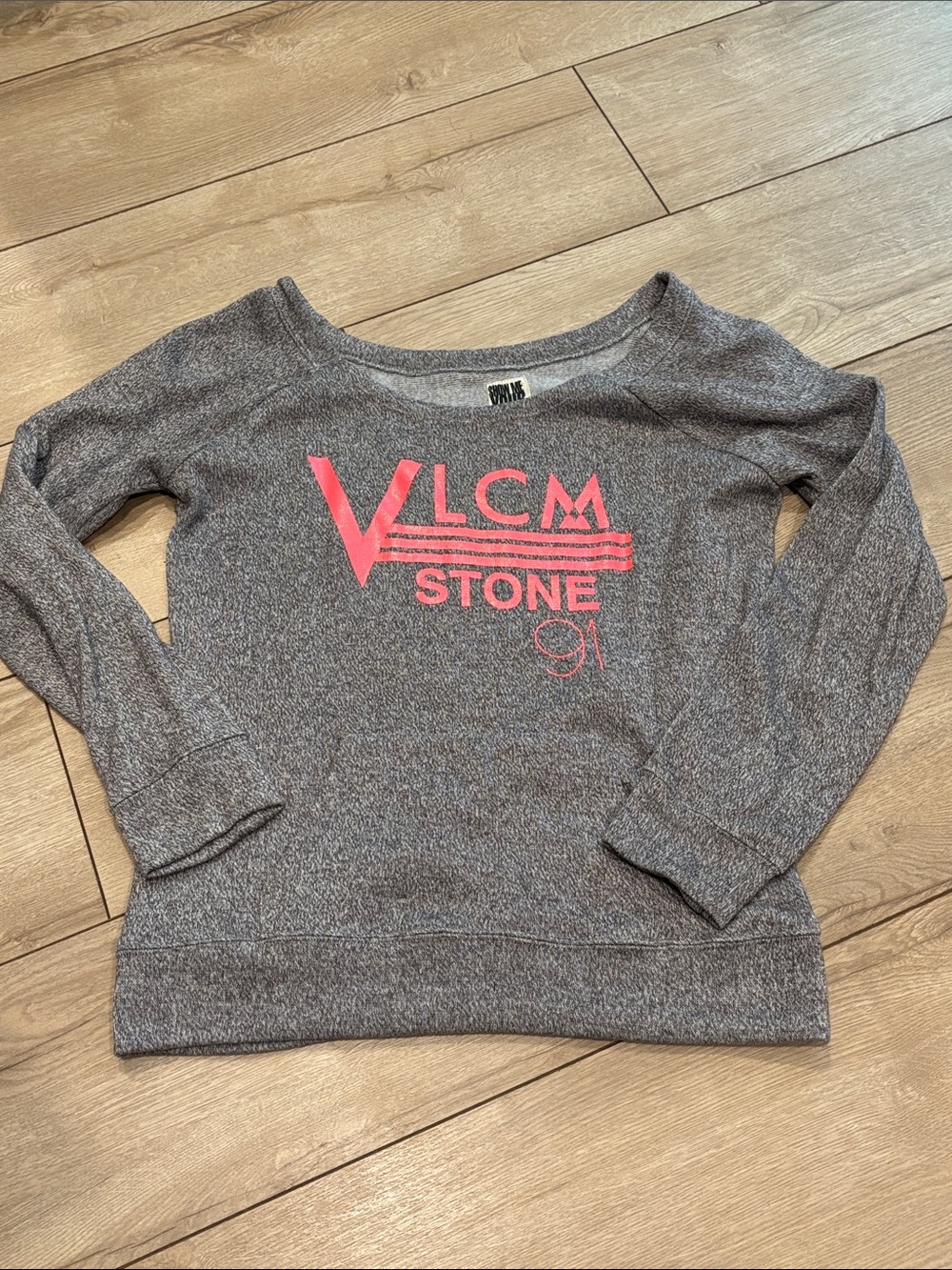 Volcom Heather Gray Crewneck Sweatshirt with Pink Logo